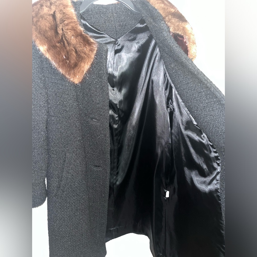 Vintage 50s/60s Possibly Mink Fur Collar Wool Bouclé Coat Union Made ILGWU - Picture 4 of 8